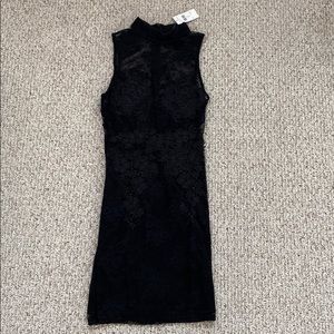 Black lace sheer mini dress